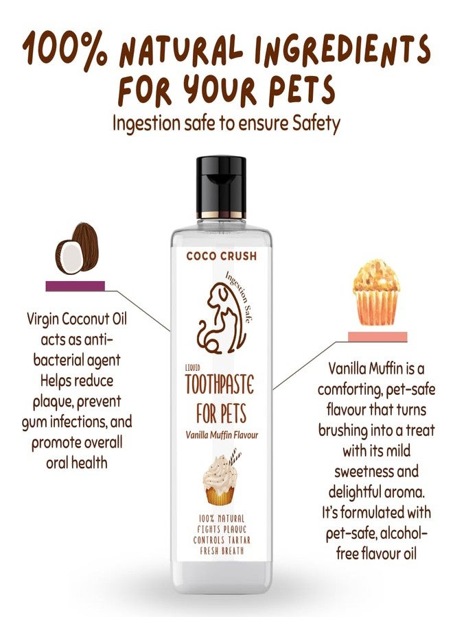 Coco Crush Coconut Oil Pet Toothpaste with Silicone Finger Brush | Edible Vanilla Muffin Flavour | Fights Plaque, Tartar & Freshens Breath | 100% Natural & Safe for Dogs & Cats (100ML + Brush) - Image 2